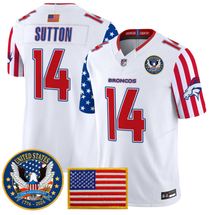 Courtland Sutton Jersey #14 Broncos America 250 Edition Vapor Stitched