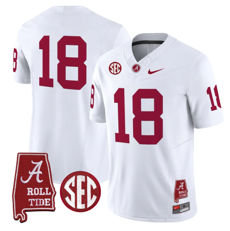 Crimson Jersey #18 Alabama Crimson Tide Throwback Map Stitched