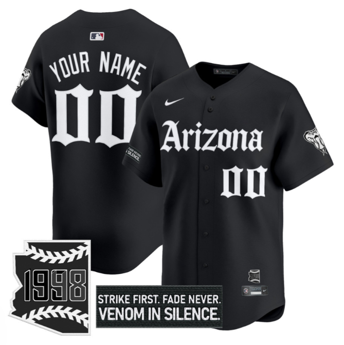 Custom Arizona Diamondbacks Jersey Gothic Desert Fang Edition Stitched Black