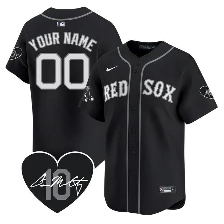 Custom Boston Red Sox Jersey Dave McCarty Memorial Patch Stitched Black