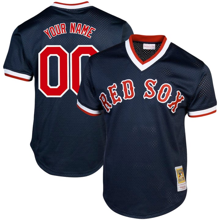 Custom Boston Red Sox Jersey Throwback Cooperstown Collection Stitched Navy