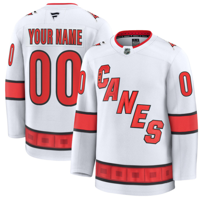 Custom Carolina Hurricanes Jersey Name and Number Premium All Stitched White