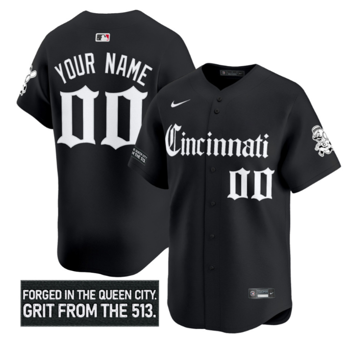 Custom Cincinnati Reds Jersey Gothic Queen City Edition Stitched White