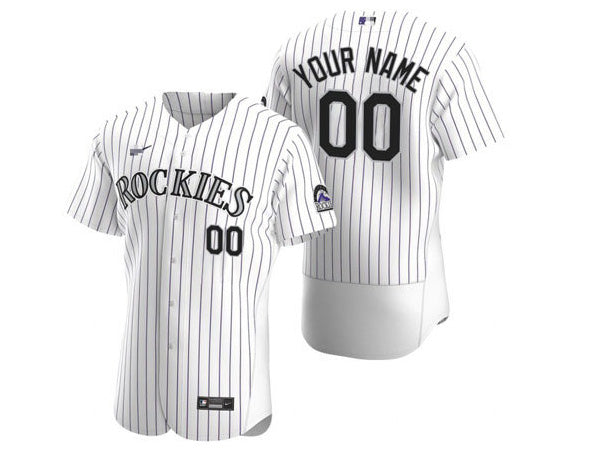 Custom Colorado Rockies Flex Base Jersey -White