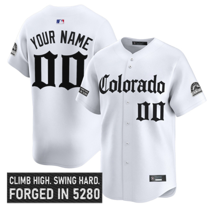 Custom Colorado Rockies Jersey Gothic Mile High Shadows Edition Stitched White