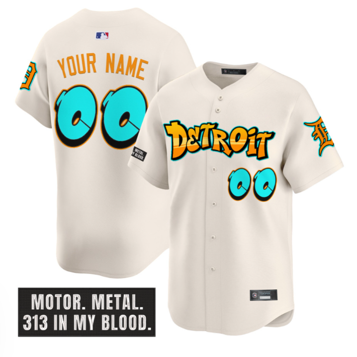 Custom Detroit Tigers Jersey Graffiti Motor City Edition Stitched Navy