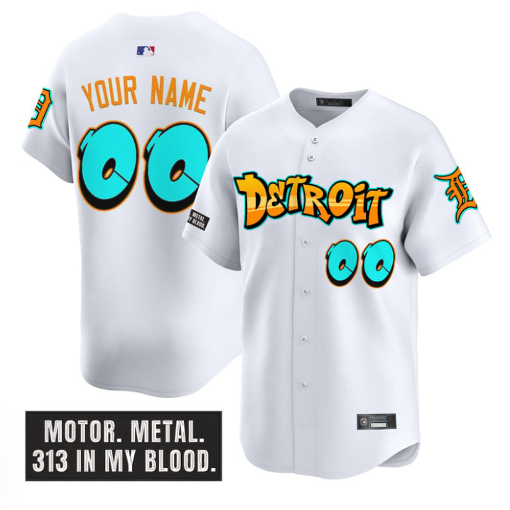 Custom Detroit Tigers Jersey Graffiti Motor City Edition Stitched White