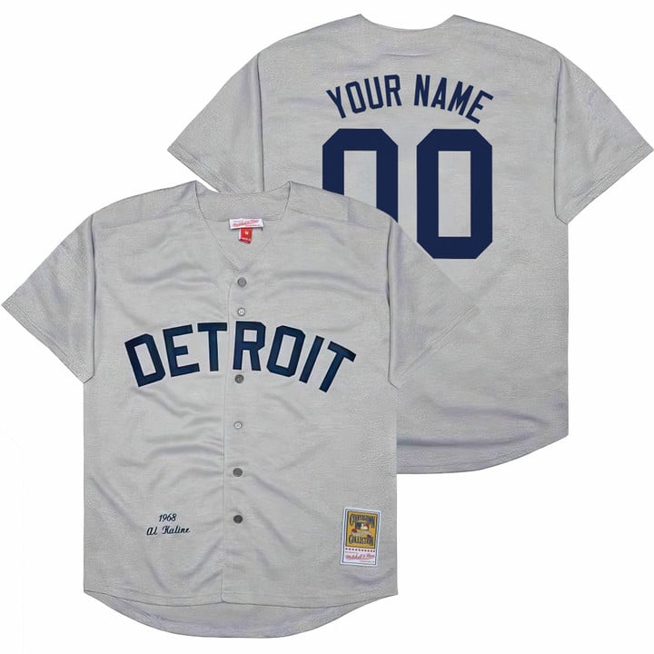 Custom Detroit Tigers Jersey Throwback Cooperstown Collection Stitched Gray