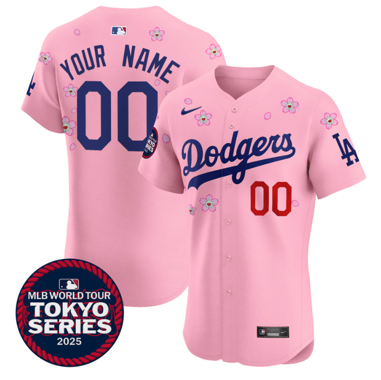 Custom Dodgers Jersey Tokyo Series 2025 Vapor Premier Elite Stitched Cherry Blossom