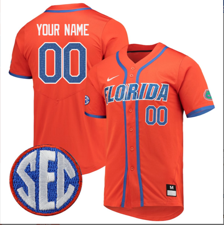 Custom Florida Gators College Baseball Game Jersey Orange
