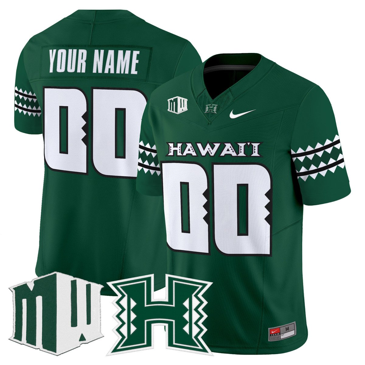 Custom Hawai'i Rainbow Warriors Jersey Name, Number 2025 Vapor Stitched Green