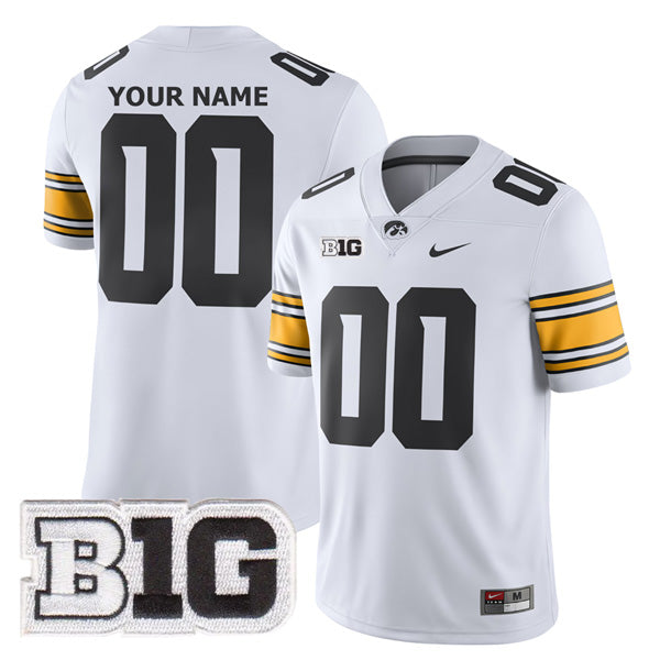 Custom Iowa Hawkeyes Jersey Name and Number College Football White Game – All Stitched