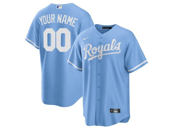 Custom Kansas City Royals Cool Base Jersey - Light Blue