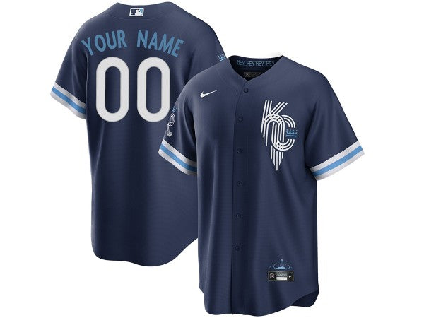 Custom Kansas City Royals Navy City Connect Jersey