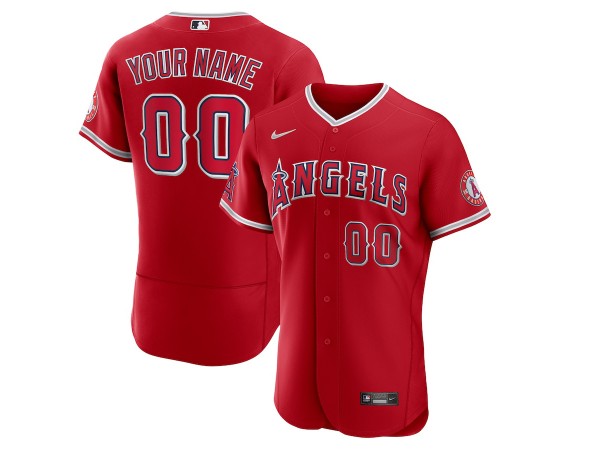 Custom Los Angeles Angels Flex Base Jersey - Red