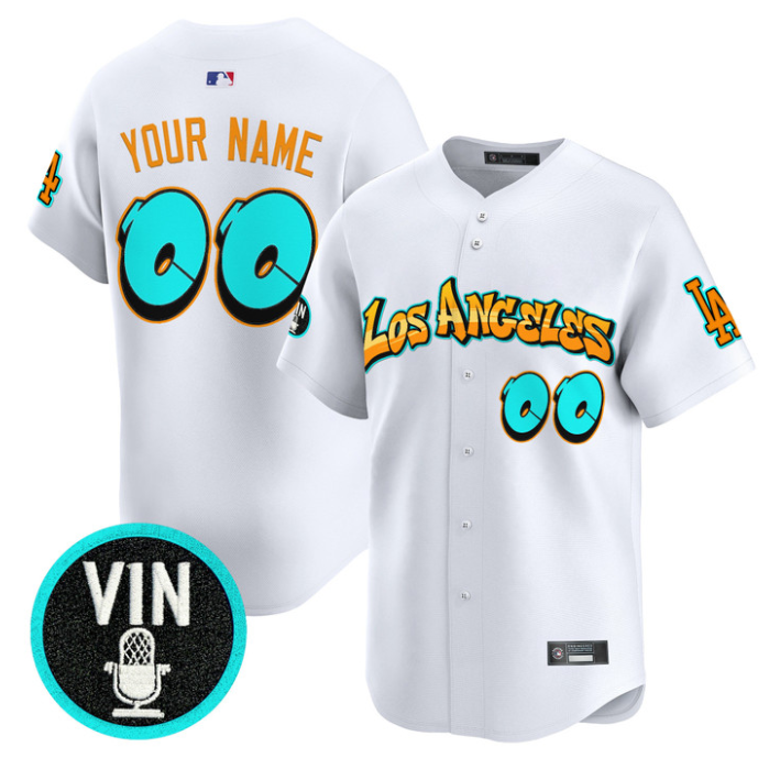 Custom Los Angeles Dodgers Jersey Graffiti Street Style Edition Stitched White