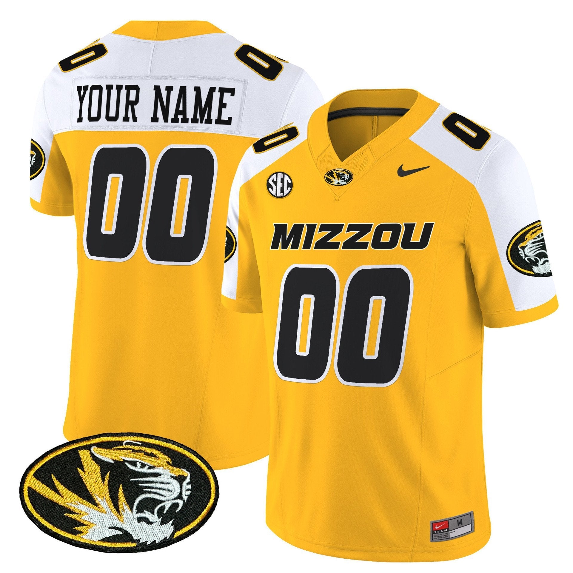 Custom Missouri Tigers Jersey Name, Number 2025 Vapor Limited Stitched Gold Alter