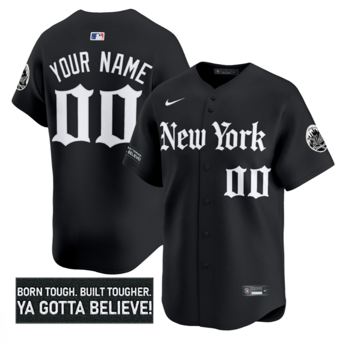 Custom New York Mets Jersey Gothic Borough Edition Stitched Black