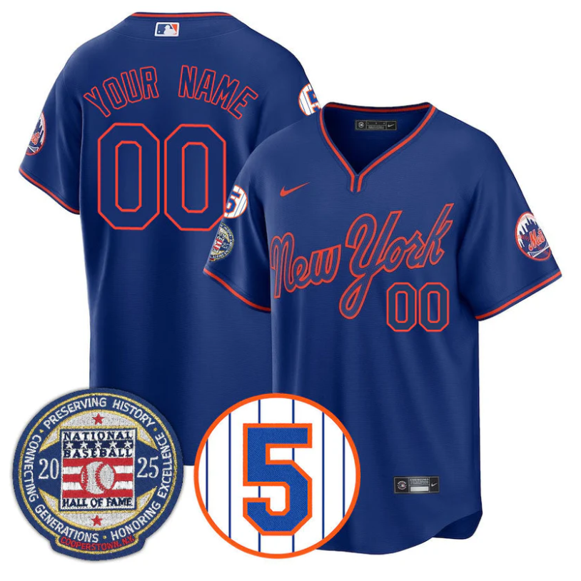 Custom New York Mets Jersey Name, Number Hall of Fame Gold Stitched Alternate