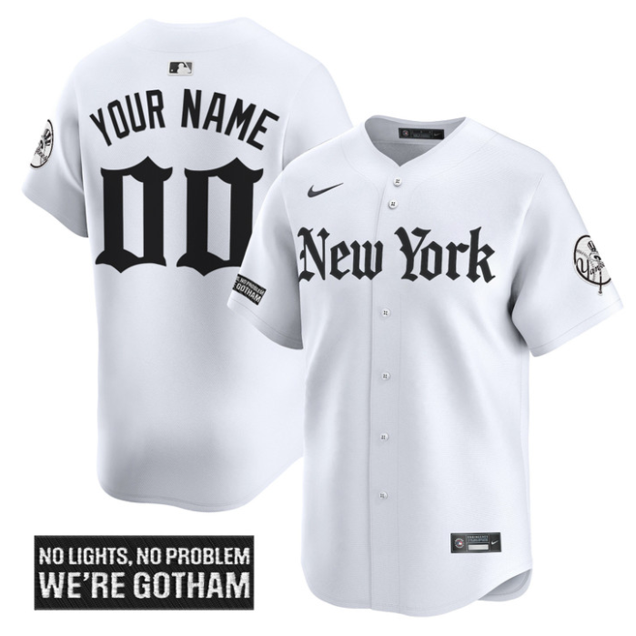 Custom New York Yankees Jersey Gothic Legacy Edition Vapor Premier Stitched White