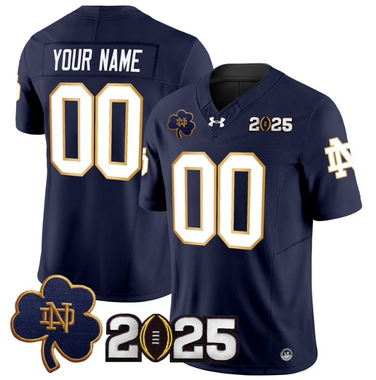 Custom Notre Dame Jersey 2025 CFP Final Patch Stitched Navy