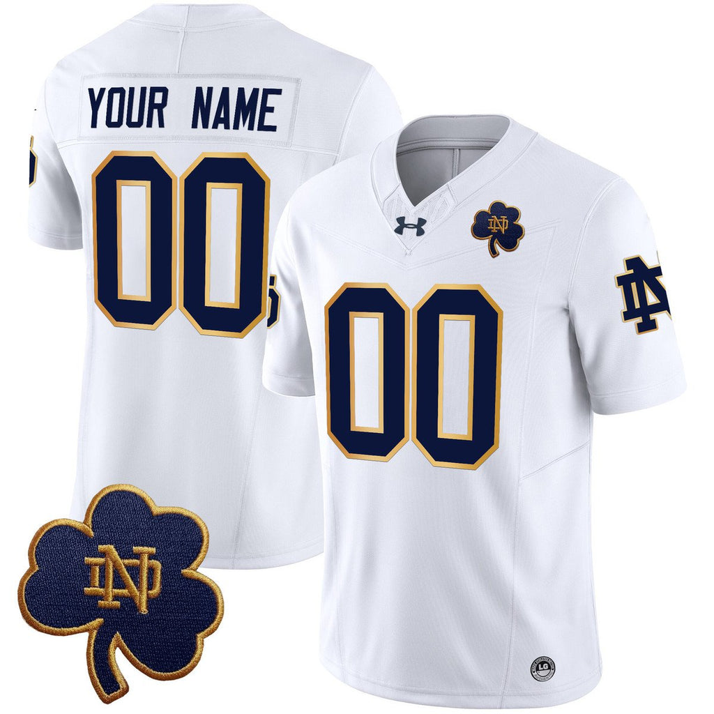 Custom Notre Dame Jersey Name, Number 2025 Vapor Limited V3 Stitched White