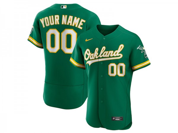 Custom Oakland Athletics Flex Base Jersey Green