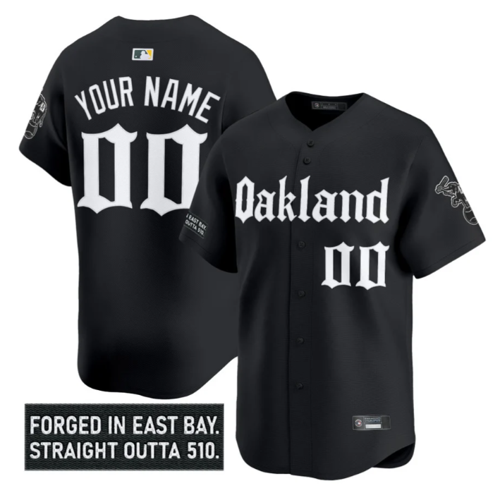 Custom Oakland Athletics Jersey Gothic East Bay Edition Stitched Black