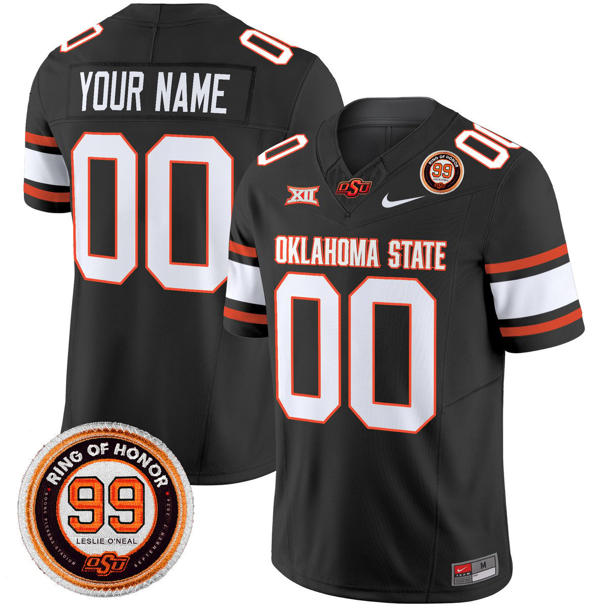 Custom Oklahoma State Cowboys Jersey 2025 Leslie O'neal Patch Stitched Orange