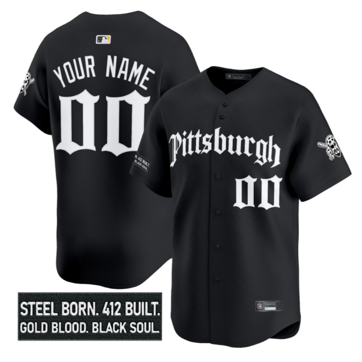 Custom Pittsburgh Pirates Jersey Gothic Steel City Edition Stitched Black