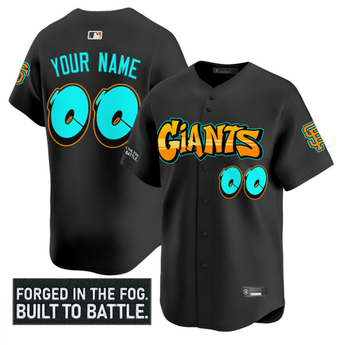 Custom San Francisco Giants Jersey Graffiti Fog City Drop Stitched Black