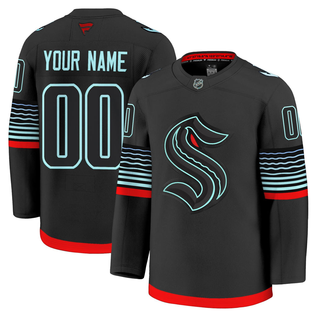 Custom Seattle Kraken Jersey Name, Number 2025 - 26 Premium Non-Glow Stitched