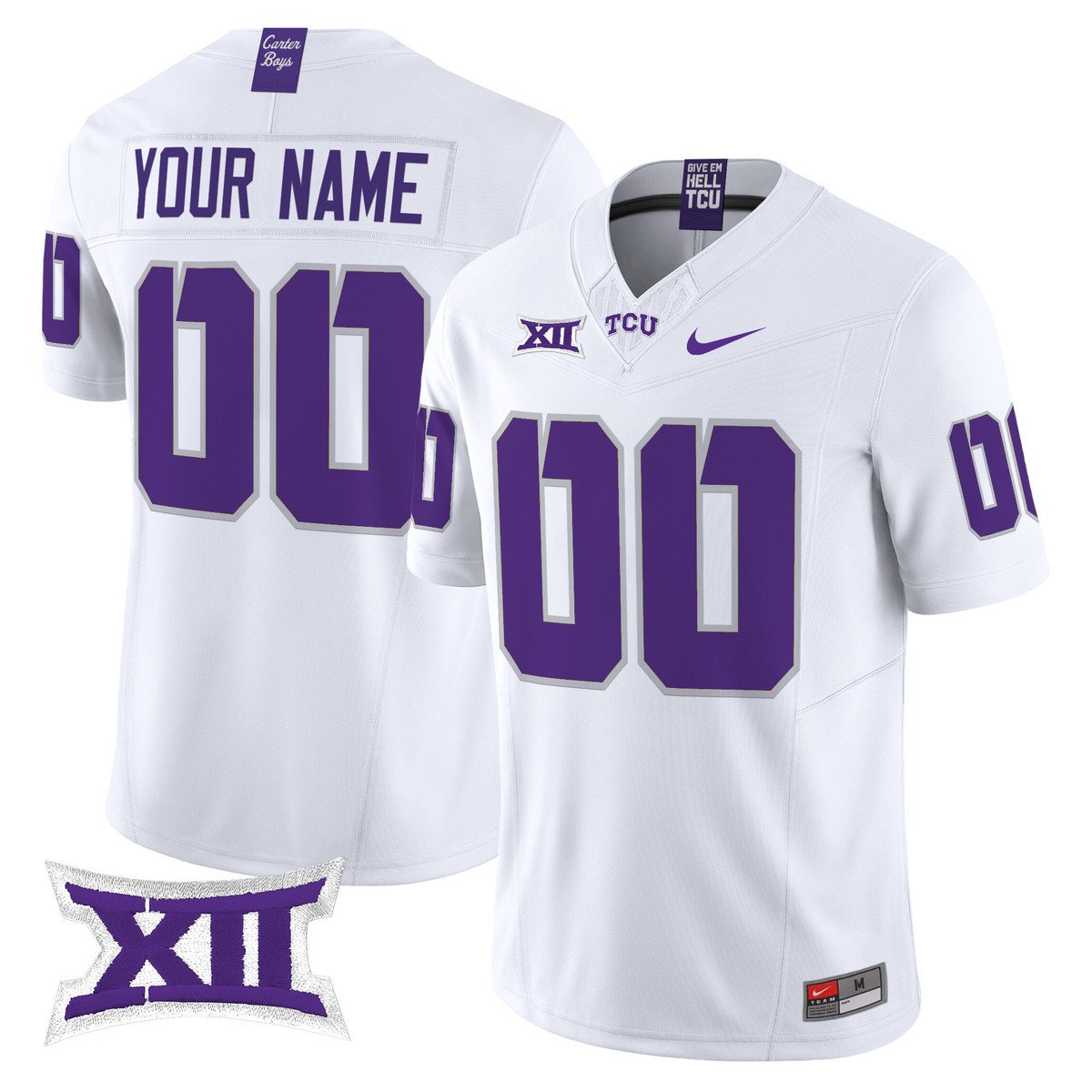 Custom TCU Horned Frogs Jersey Name, Number 2025 Vapor Limited Stitched White