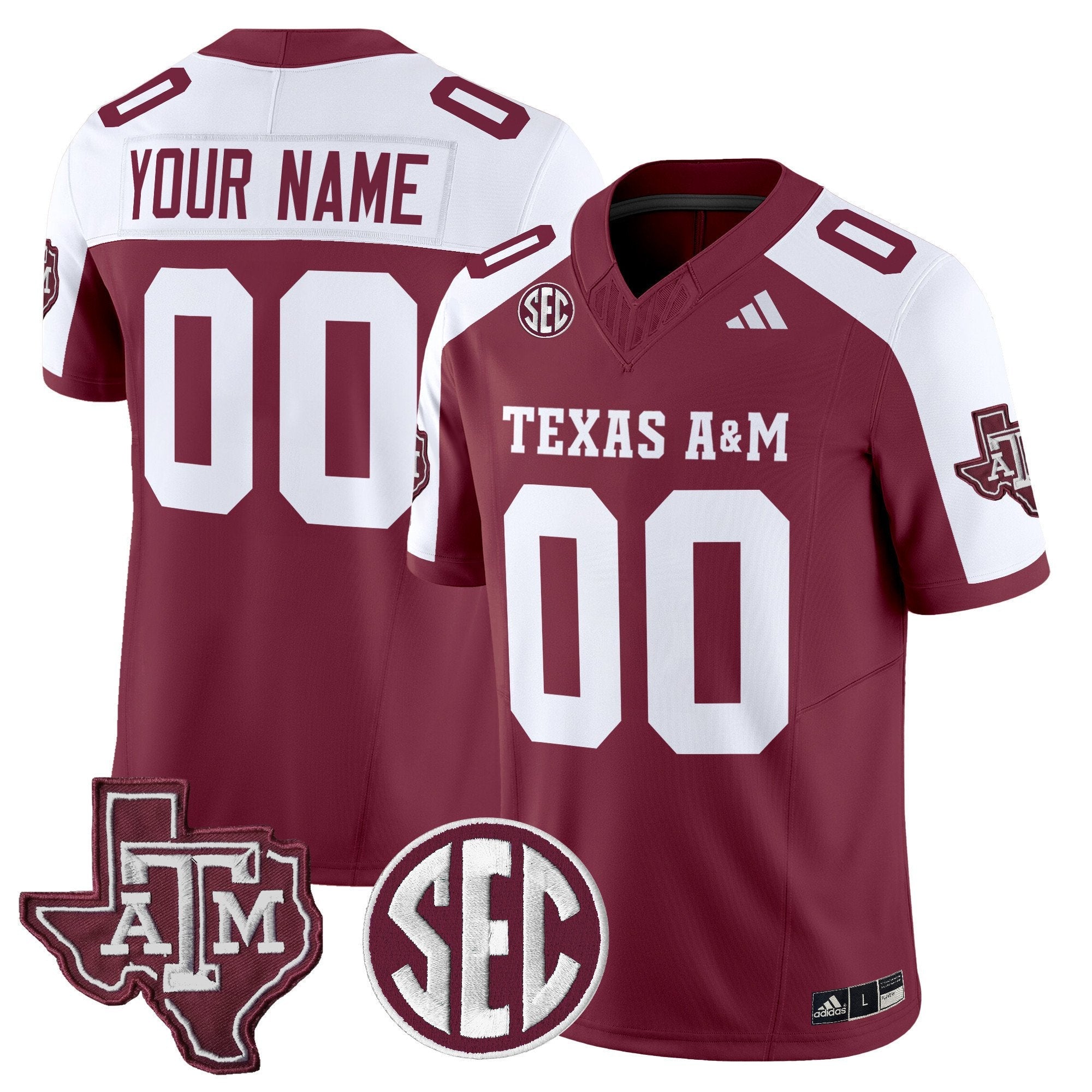 Custom Texas A&M Aggies Jersey Name, Number  2025 Vapor Stitched Maroon Alternate