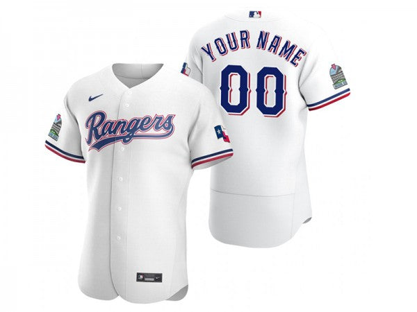 Custom Texas Rangers Flex Base Jersey White