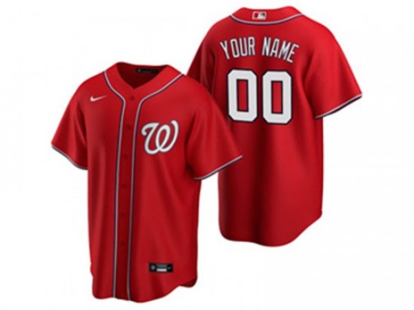Custom Washington Nationals Cool Base Jersey - Red