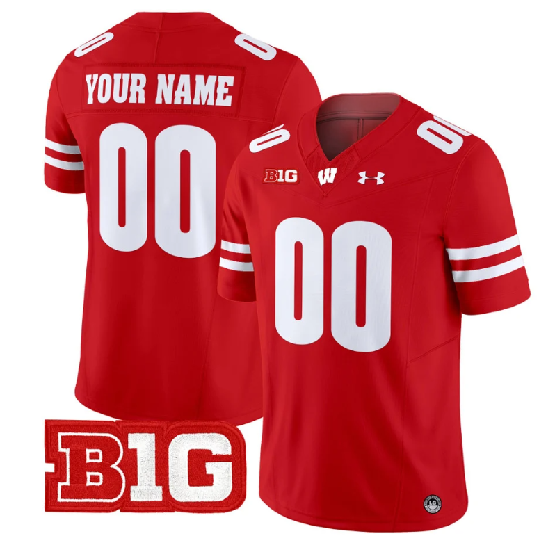 Custom Wisconsin Badgers Jersey Name and Number Vapor Football Stitched Red