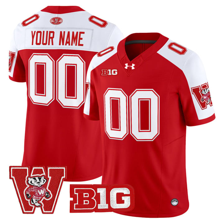 Custom Wisconsin Badgers Jersey Name, Number Throwback Stitched Red Alter