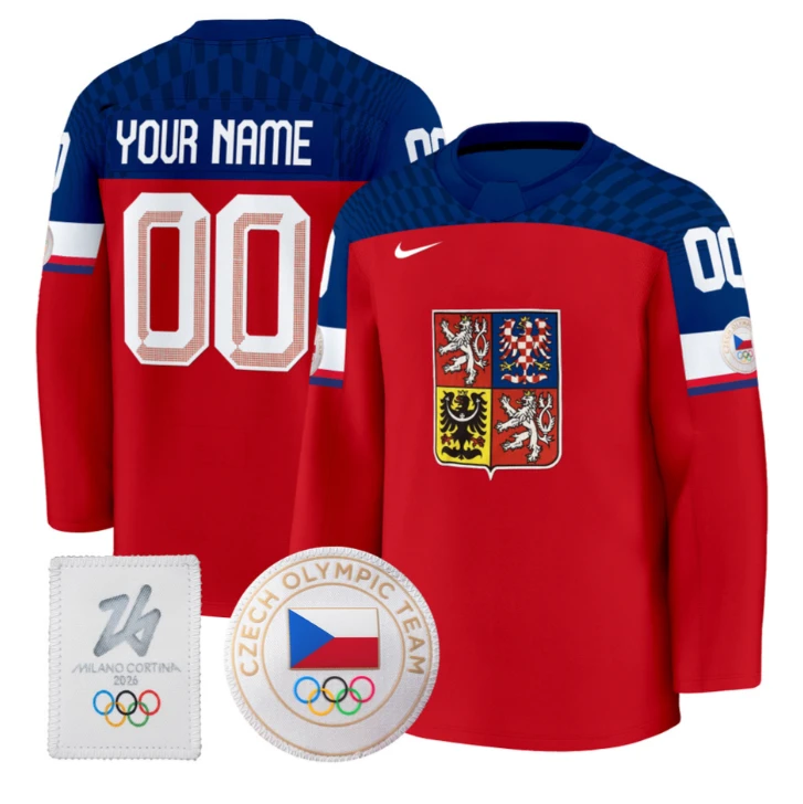 Custom Czechia Olympic Jersey Name, Number 2026 Premium Hockey All Stitched