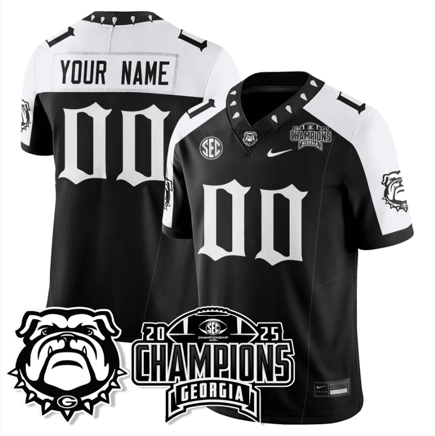 Custom Georgia Bulldogs Jersey Gothic SEC Football Champions Stitched