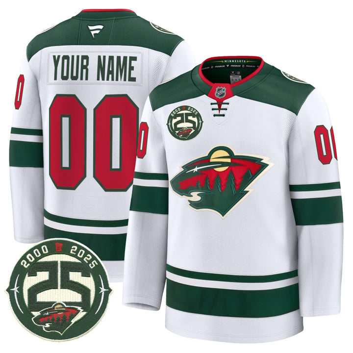 Custom Minnesota Wild Jersey 25th Anniversary Patch Premium Stitched