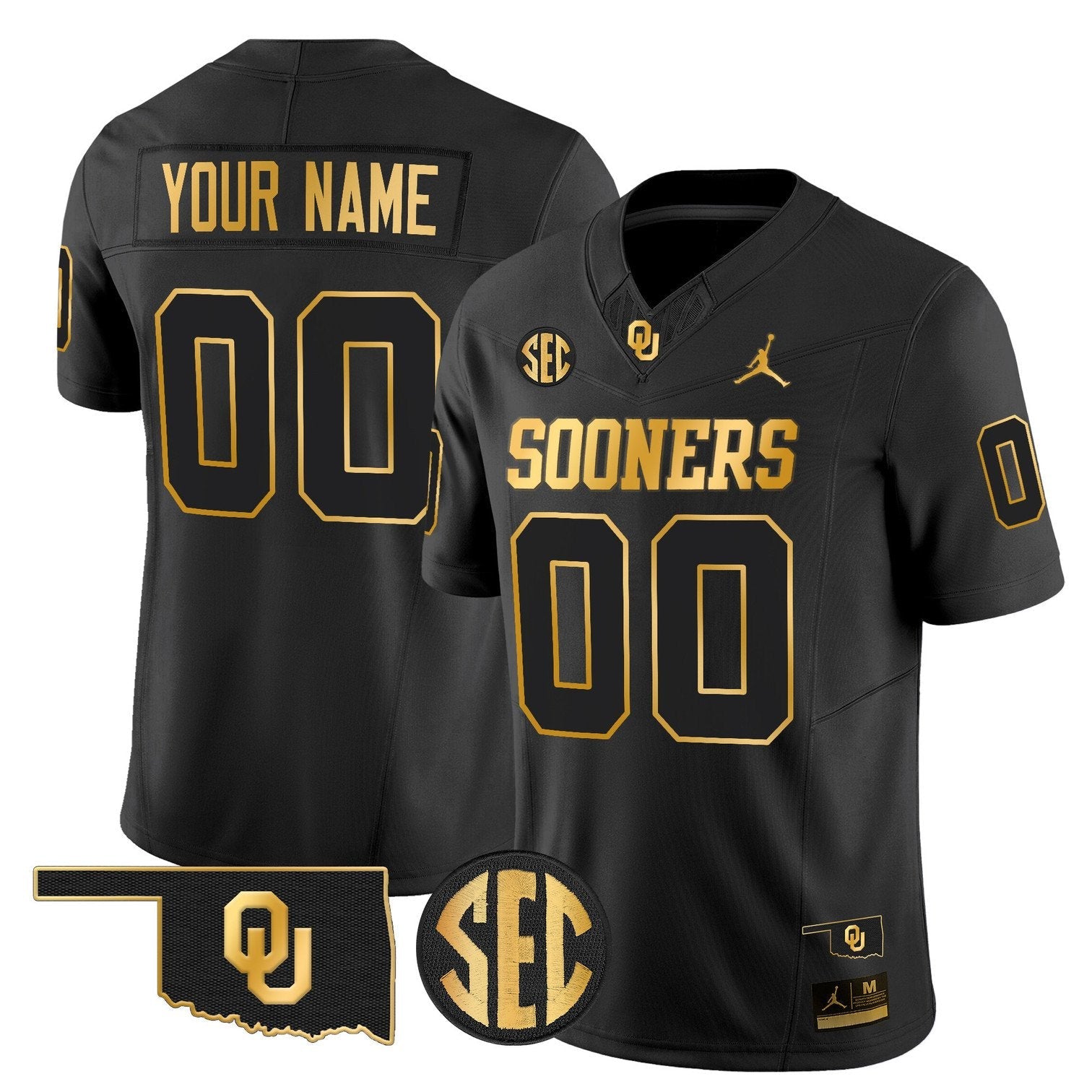 Custom Oklahoma Sooners Jersey 2025 Gold Vapor Limited Stitched