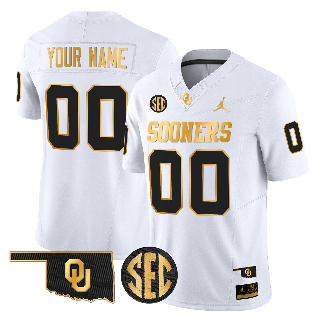 Custom Oklahoma Sooners Jersey 2025 Gold Vapor Limited Stitched