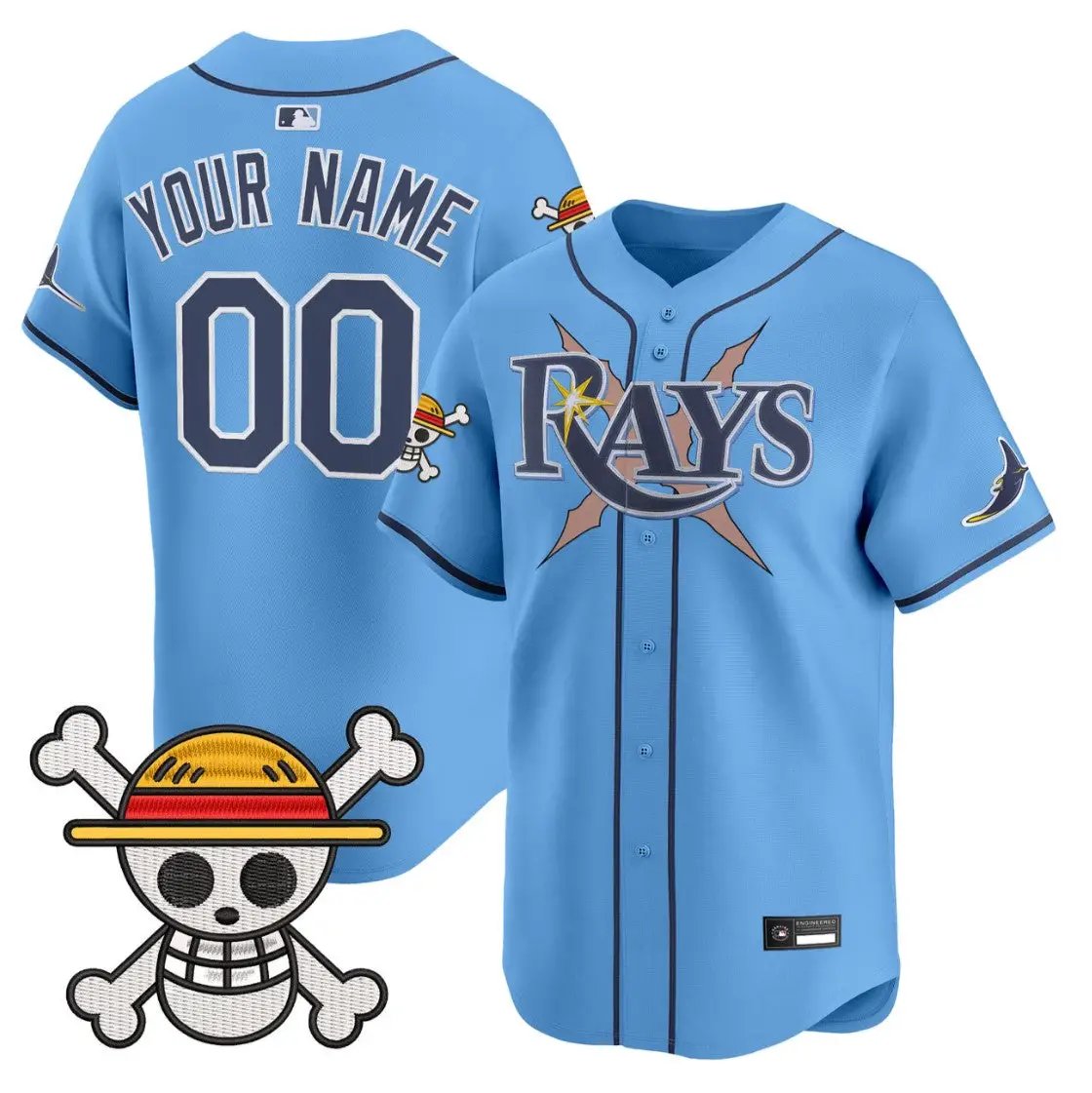 Custom Tampa Bay Rays Jersey Name, Number One Piece Premier Stitched