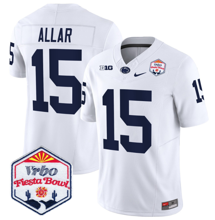 Drew Allar Jersey #15 Penn State 2024 Fiesta Bowl Patch Stitched White
