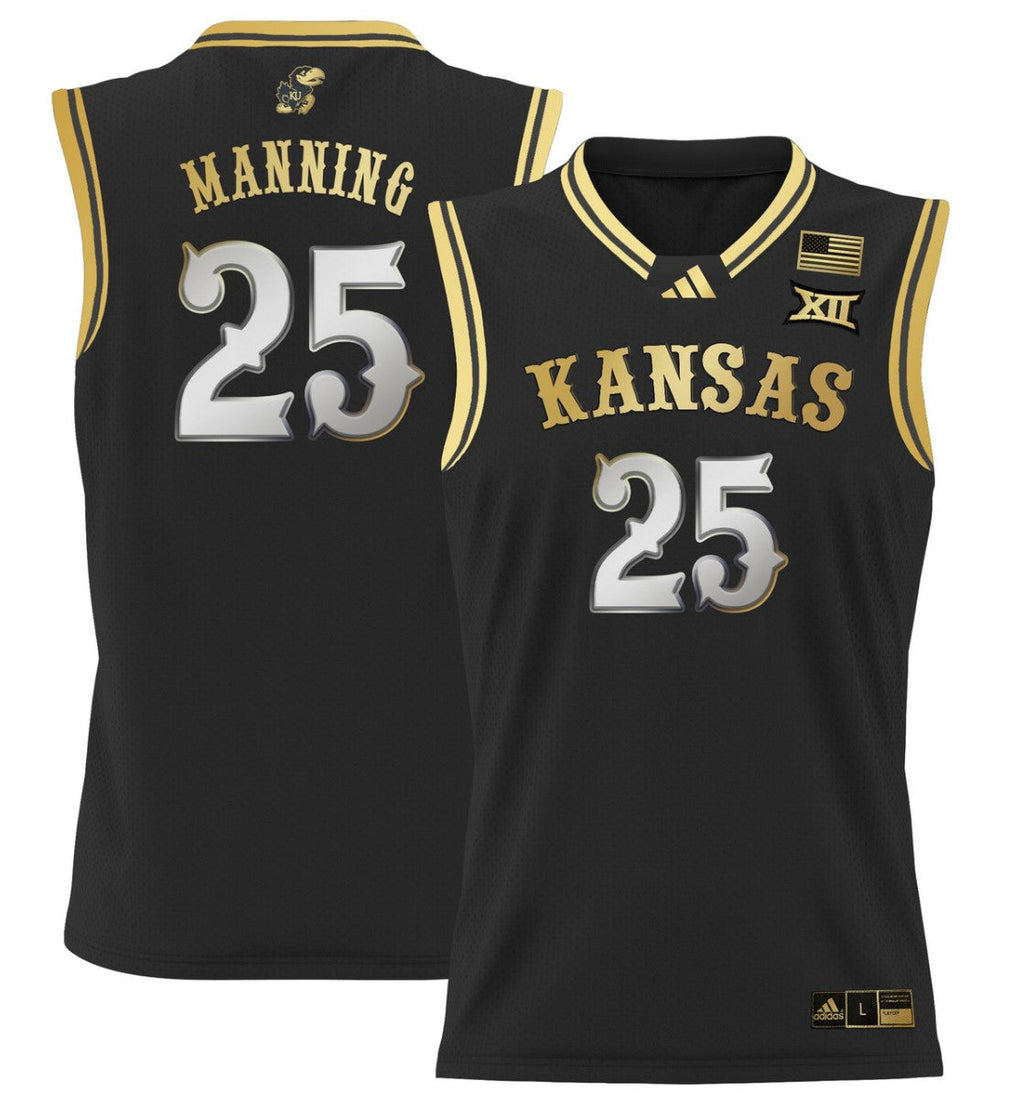 Danny Manning Jersey #25 Kansas Jayhawks 2024 Lightweight Basketball Black Gold