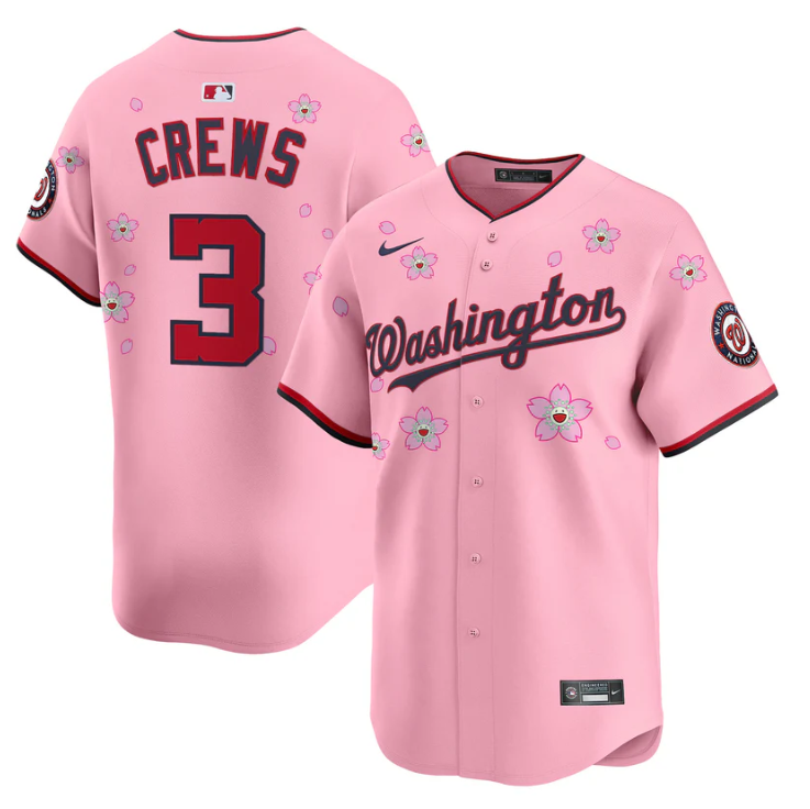 Dylan Crews Jersey #3 Washington Nationals Cherry Blossom Vapor Premier Limited Stitched