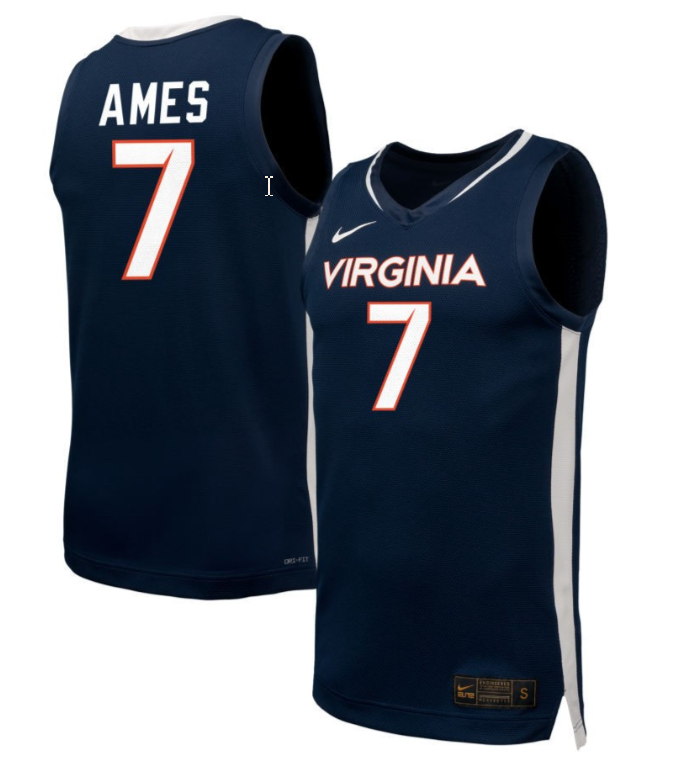 Dai Dai Ames Jersey #7 Virginia Cavaliers NIL Basketball Navy