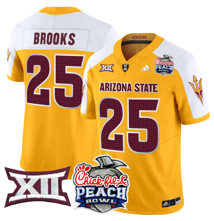 DeCarlos Brooks Jersey #25 Arizona State Sun Devils 2025 Peach Bowl Gold Alternate