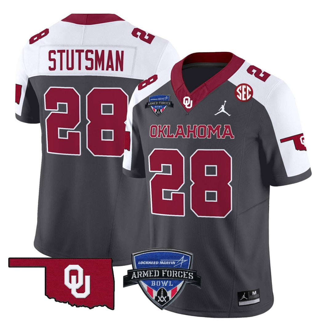 Danny Stutsman Jersey #28 Oklahoma Sooners 2025 Armed Forces Bowl Patch Special